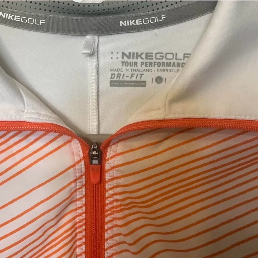 Nike Golf Orange and White Dri-Fit Top‎ Large Like New